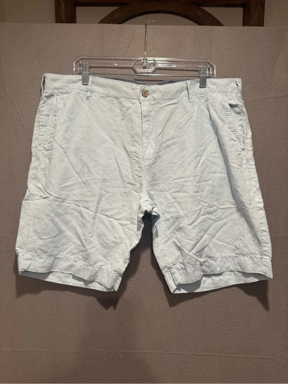 Faherty Pale Blue Linen-Blend Flat Front Shorts